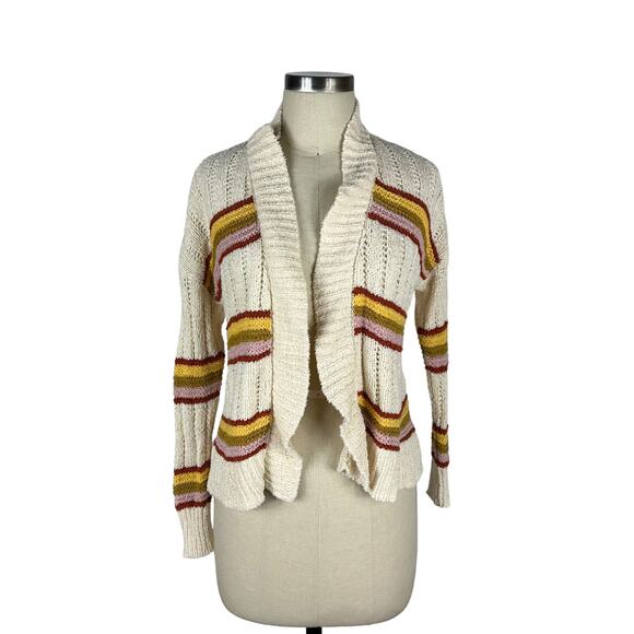 MADEWELL Diaz Striped Retro Open Cardigan Sweater XXS Oversized Cream Pink - Picture 1 of 7